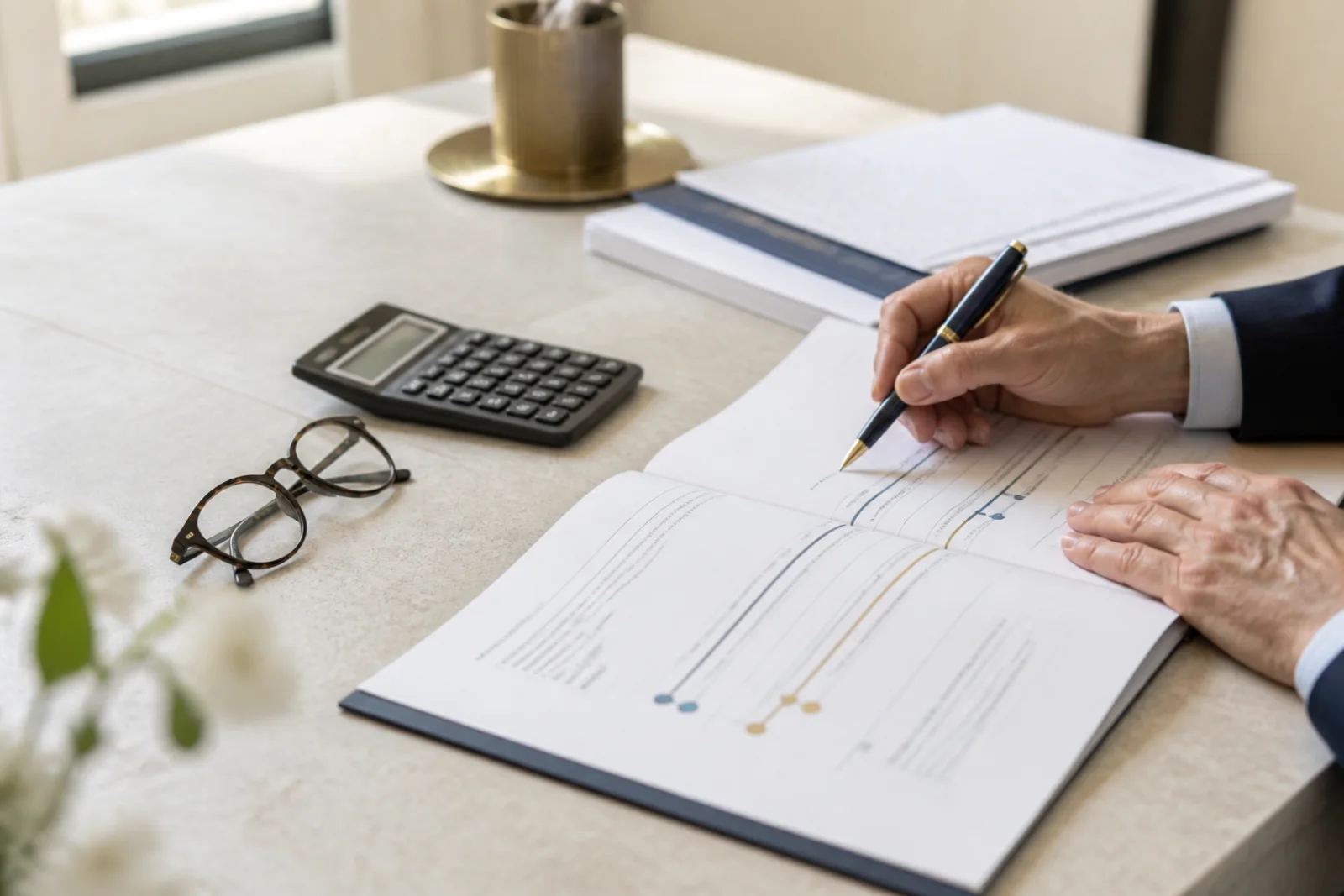 Calendrier et documents utilisés pour préparer un départ à la retraite